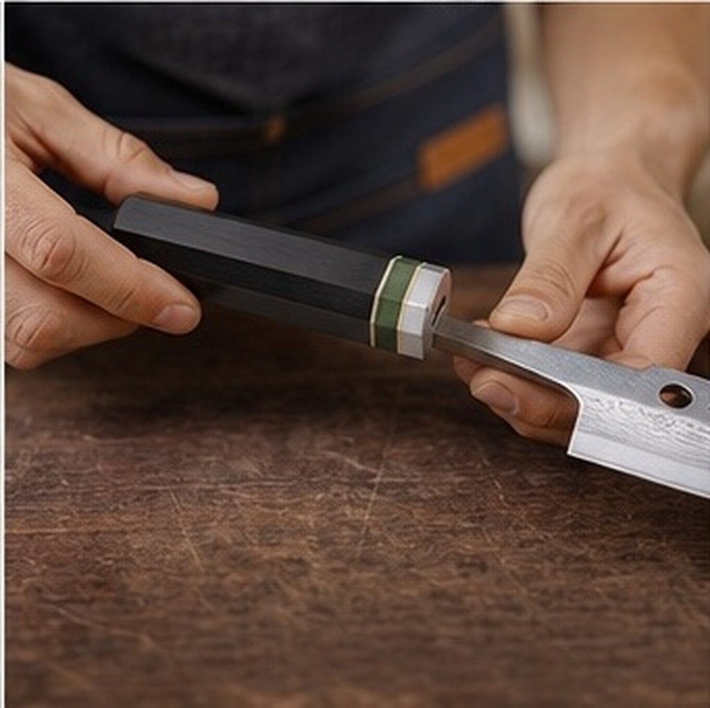 Japanese Knife - Ośmiokątna, wykonana z drewna hebanowego, uchwyt