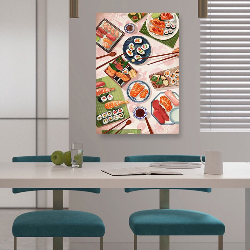 Plakaty z sushi i łososiem, ob – Japanese Restaurant Lifestyle recenzja i cena